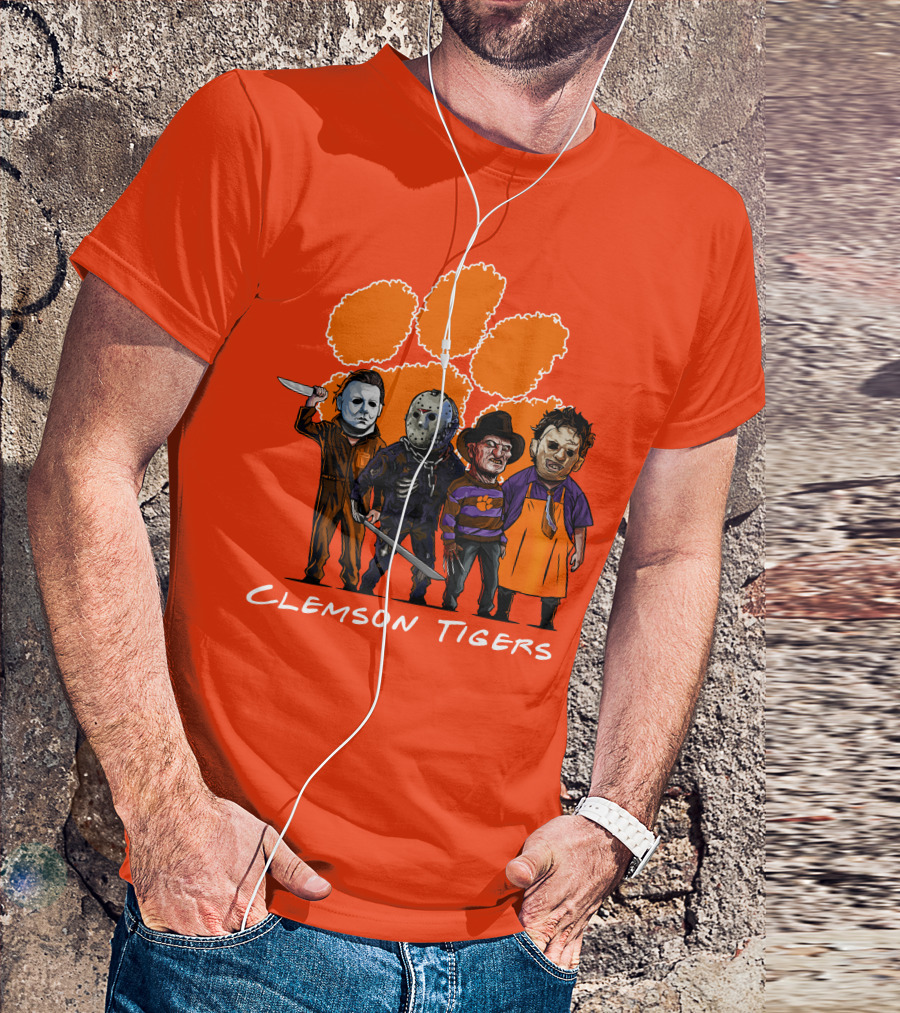 Clemson Tigers Halloween Slasher Squad Horror Characters T-Shirt