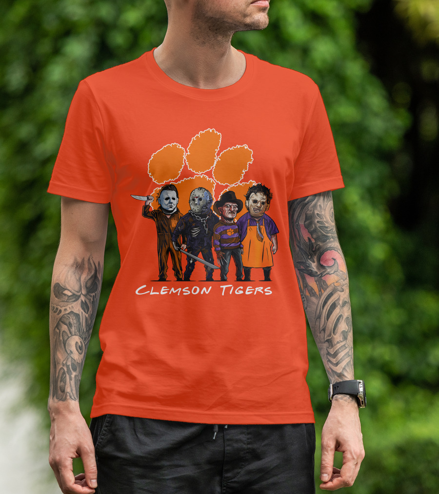 Clemson Tigers Halloween Slasher Squad Horror Characters T-Shirt