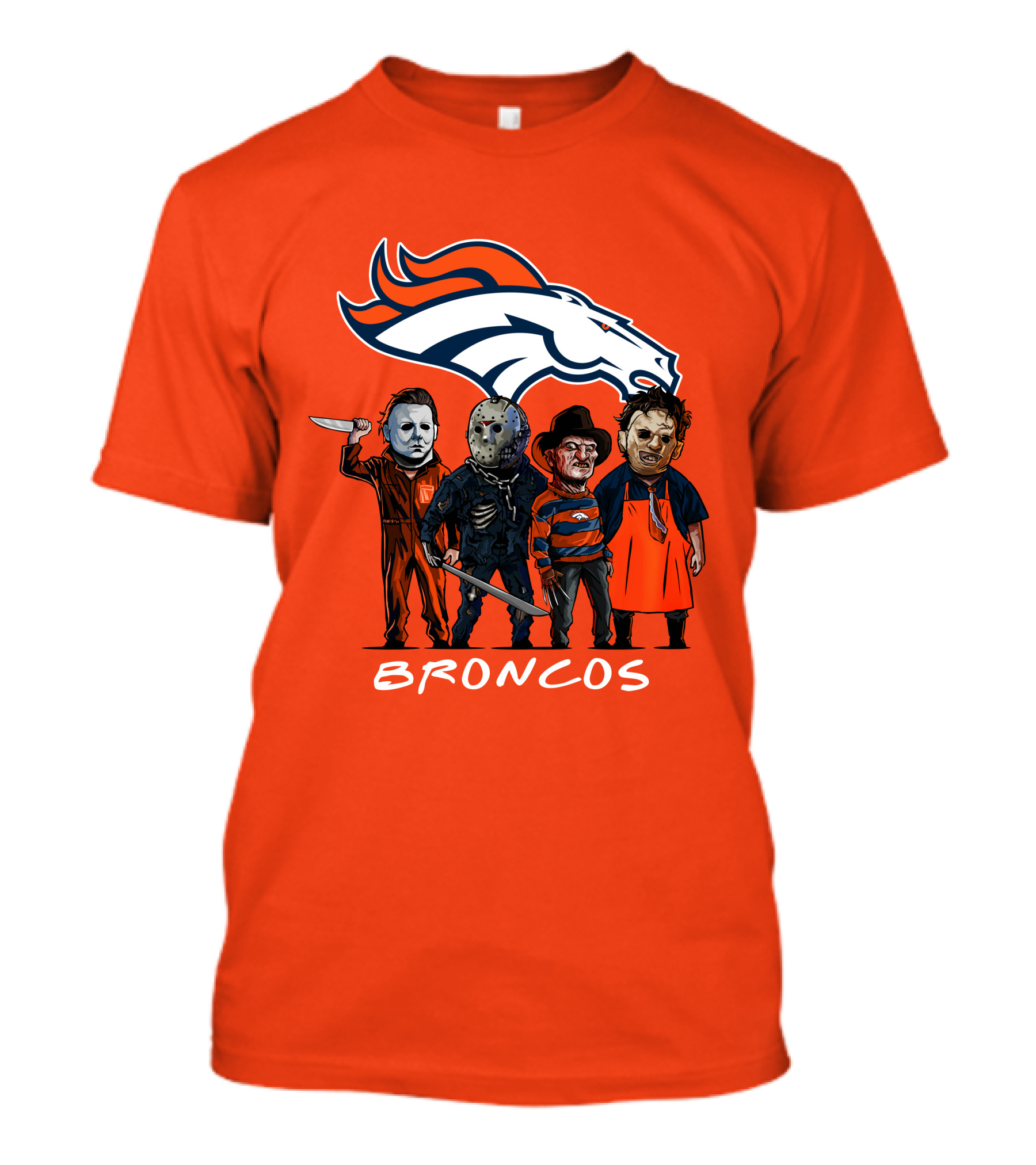 Broncos Halloween Slasher Squad Denver Team Horror Icons T-Shirt