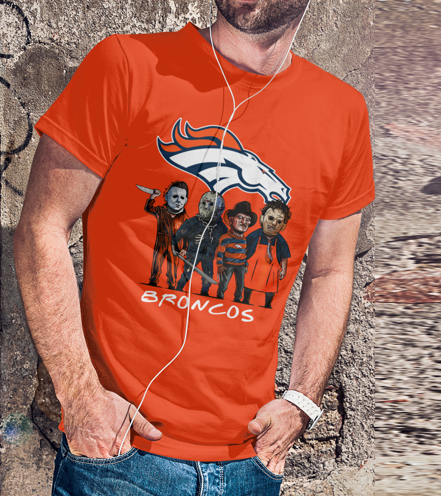 Broncos Halloween Slasher Squad Denver Team Horror Icons T-Shirt