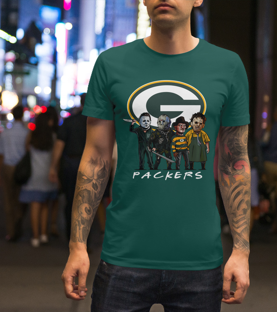 Green Bay Packers Halloween Horror Characters Squad T-Shirt