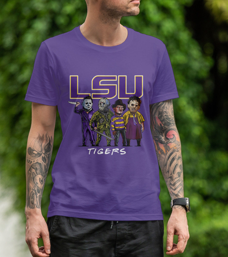 LSU Tigers Halloween The Slasher Squad Teams Horror Characters T-Shirt