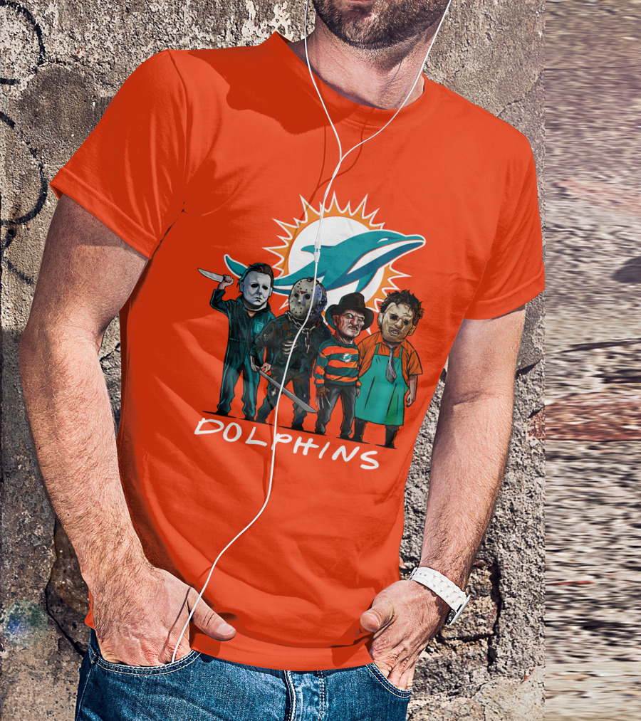Miami Dolphins Halloween The Slasher Squad Teams Horror Characters T-Shirt
