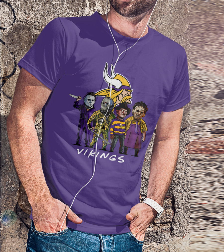Minnesota Vikings Halloween Horror Icons Team Squad T-Shirt