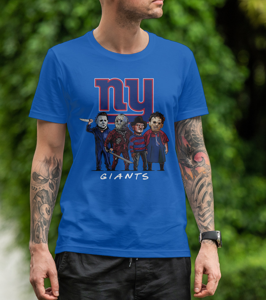 New York Giants Halloween Slasher Squad With Iconic Horror Characters T-Shirt