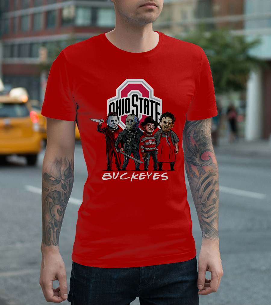Ohio State Buckeyes Halloween The Slasher Squad Teams Horror Icons T-Shirt