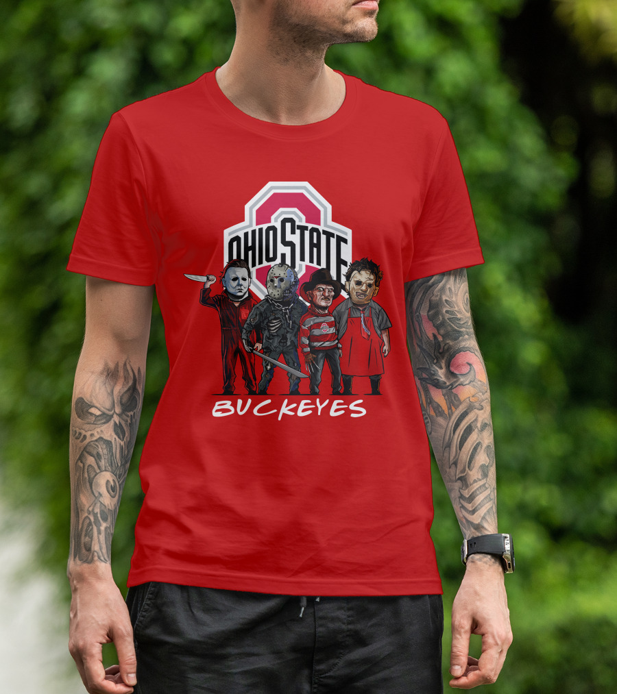 Ohio State Buckeyes Halloween The Slasher Squad Teams Horror Icons T-Shirt