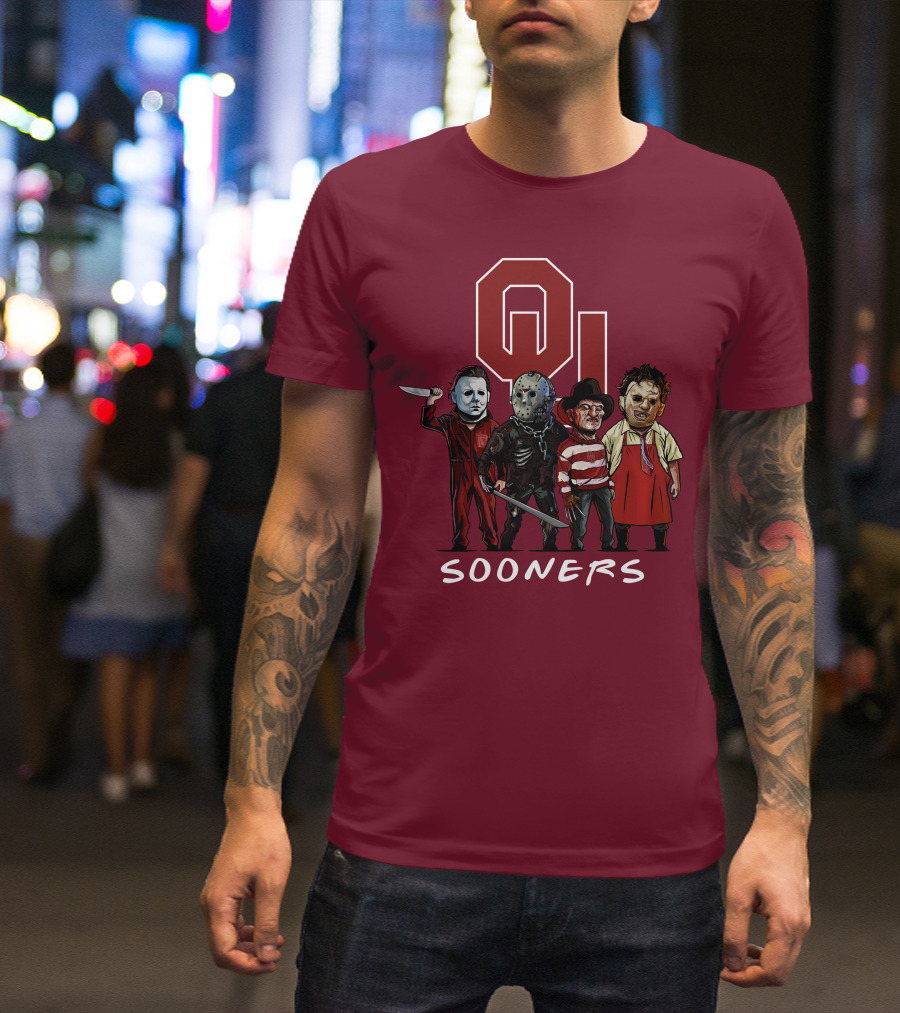 Oklahoma Sooners Halloween Slasher Squad Horror Icons T-Shirt