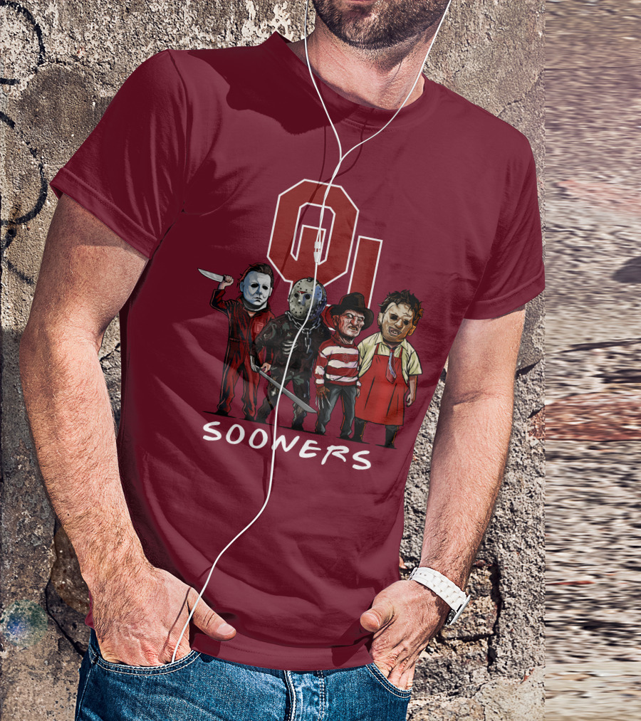Oklahoma Sooners Halloween Slasher Squad Horror Icons T-Shirt