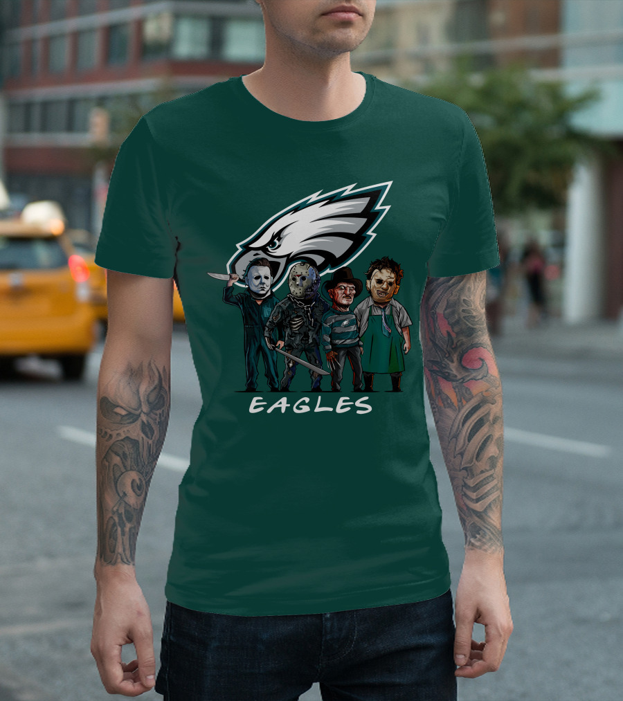 Philadelphia Eagles Halloween The Slasher Squad Horror Team Characters T-Shirt