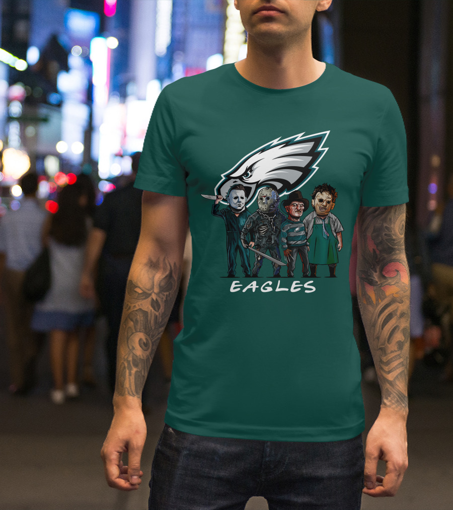 Philadelphia Eagles Halloween The Slasher Squad Horror Team Characters T-Shirt