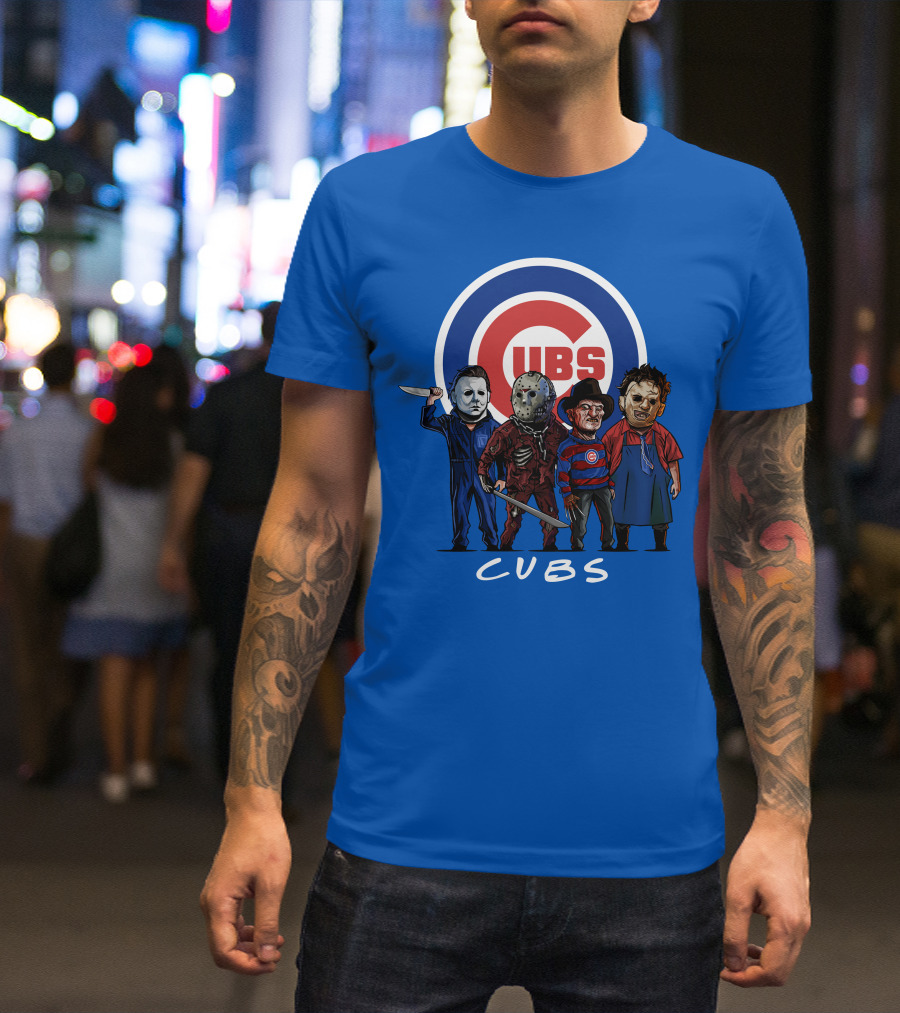 Chicago Cubs Halloween Slasher Squad Featuring Iconic Horror Characters T-Shirt