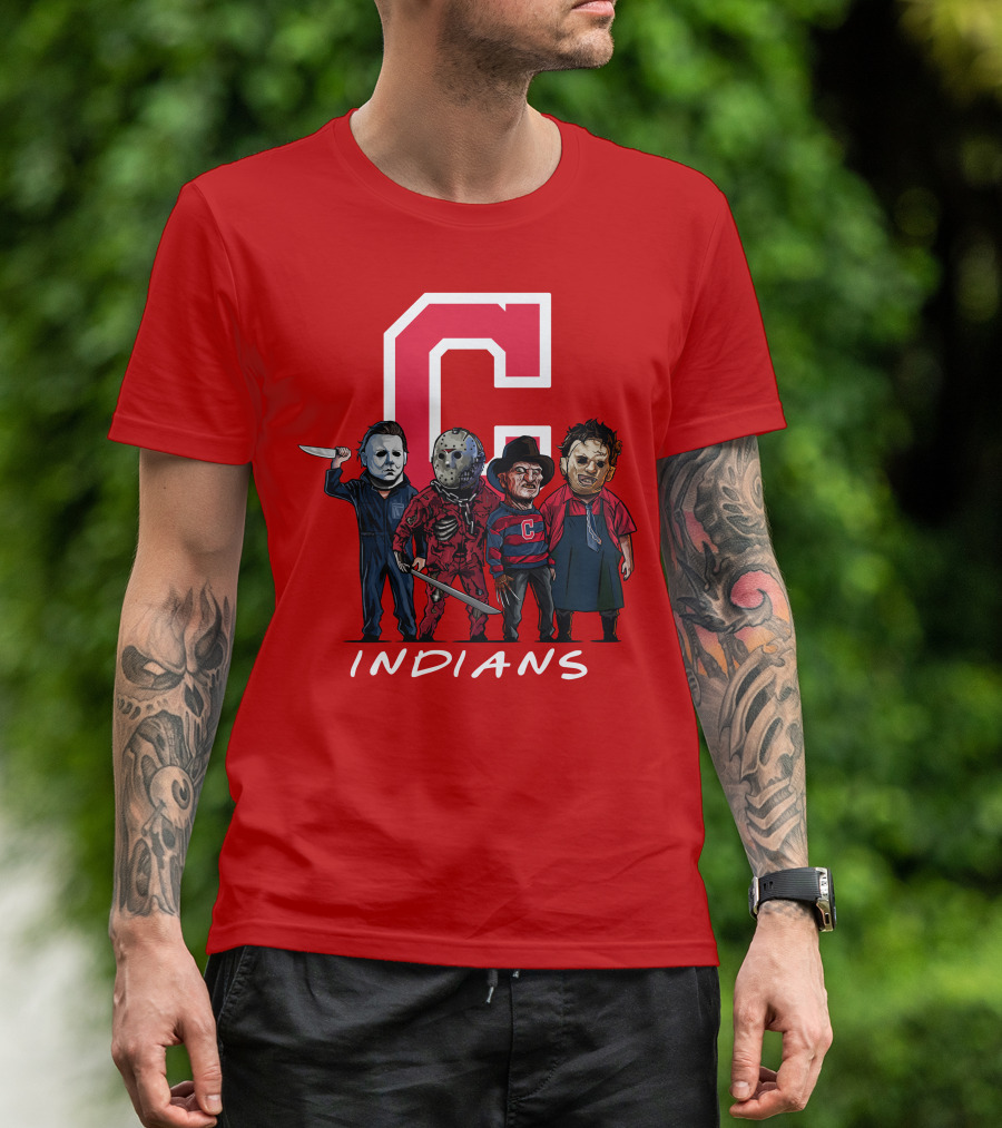 Cleveland Indians Halloween Horror Icons Slashers Crossover T-Shirt