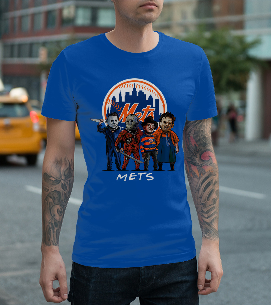 New York Mets Halloween The Slasher Squad Mets Team Characters T-Shirt