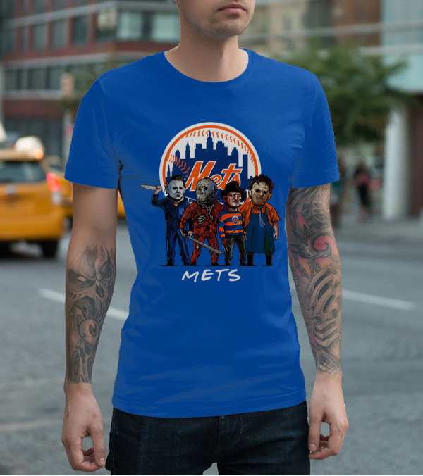 New York Mets Halloween The Slasher Squad Mets Team Characters T-Shirt