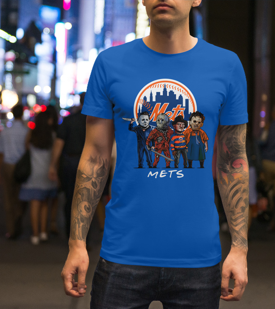 New York Mets Halloween The Slasher Squad Mets Team Characters T-Shirt