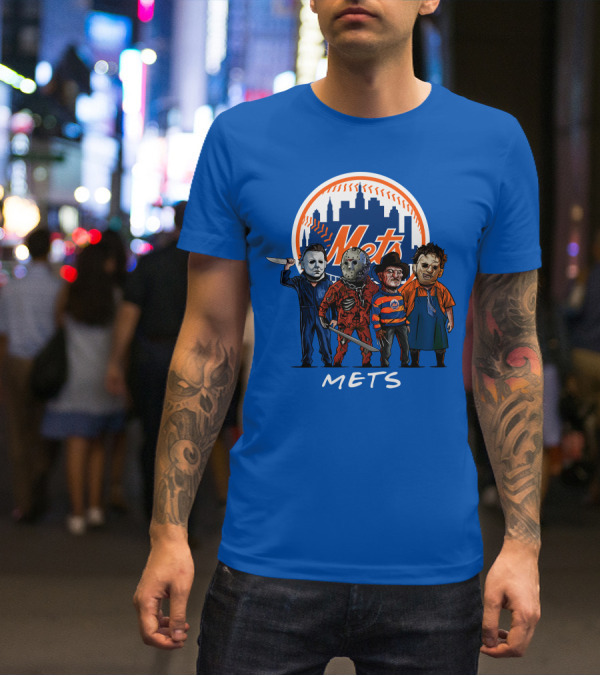 New York Mets Halloween The Slasher Squad Mets Team Characters T-Shirt