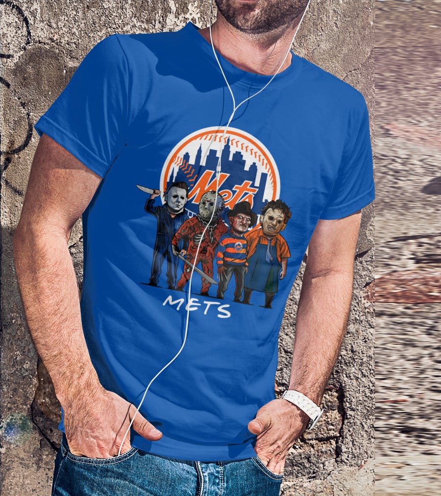 New York Mets Halloween The Slasher Squad Mets Team Characters T-Shirt