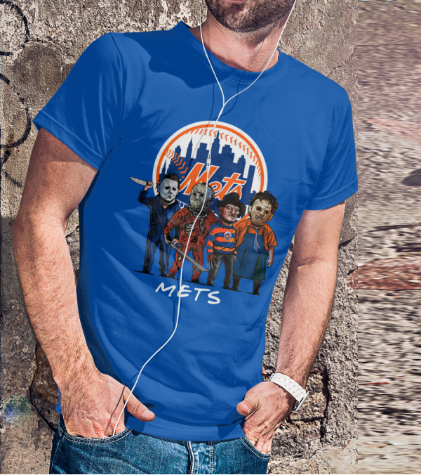 New York Mets Halloween The Slasher Squad Mets Team Characters T-Shirt