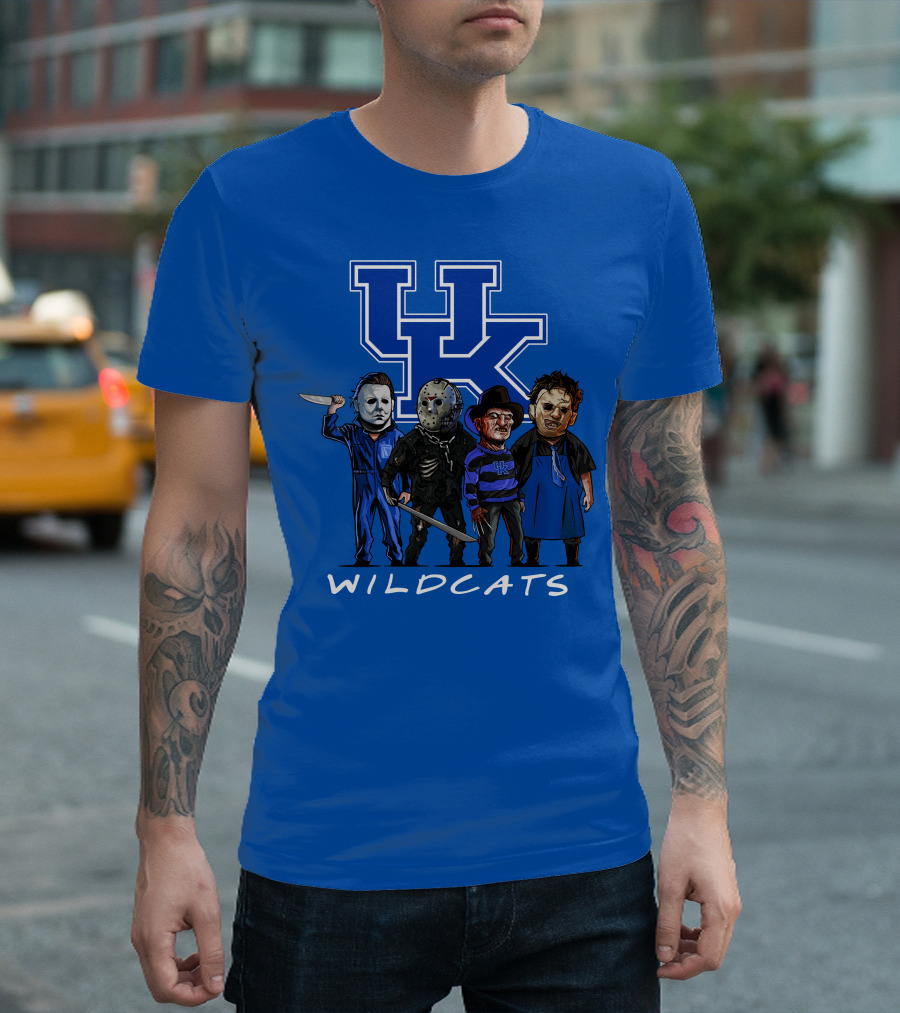 Kentucky Wildcats Halloween Horror Characters Team Up with Iconic Slashers T-Shirt