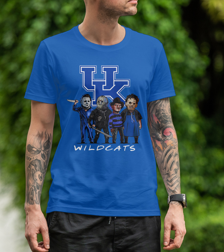 Kentucky Wildcats Halloween Horror Characters Team Up With Iconic Slashers T-Shirt