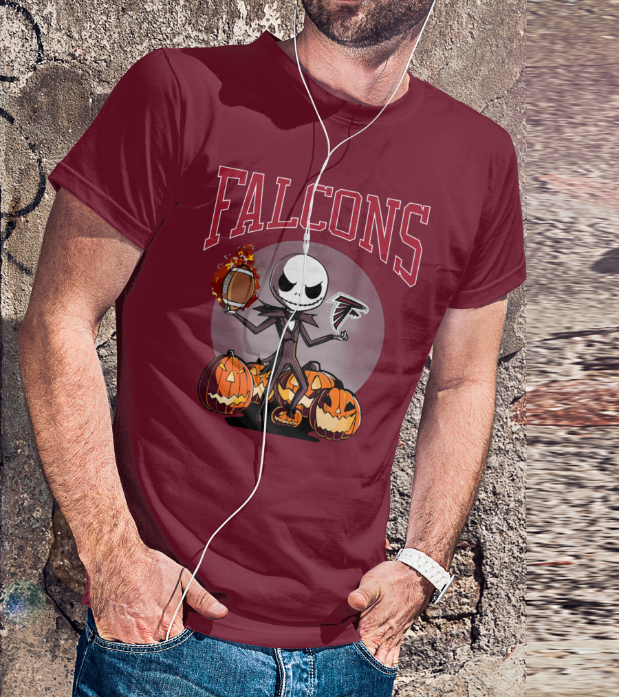 Falcons Halloween Jack Skellington Atlanta Football Pumpkin T-Shirt