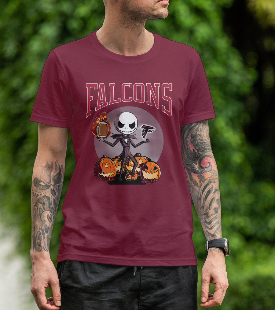 Falcons Halloween Jack Skellington Atlanta Football Pumpkin T-Shirt