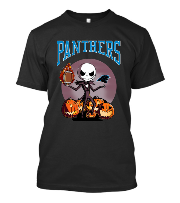 Panthers Jack Skellington Halloween Pumpkins Football T-Shirt