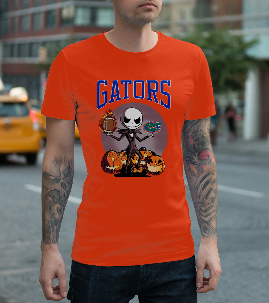 Gators Jack Skellington Florida Halloween Football Pumpkins T-Shirt