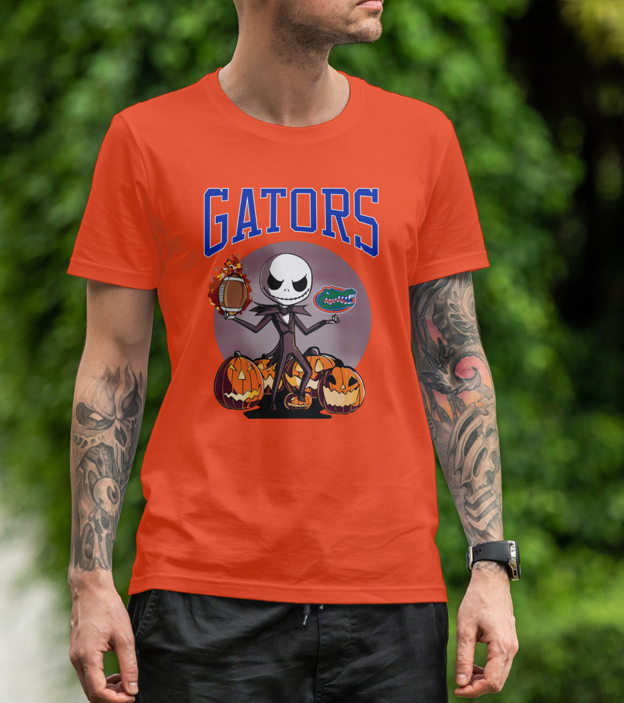 Gators Jack Skellington Florida Halloween Football Pumpkins T-Shirt