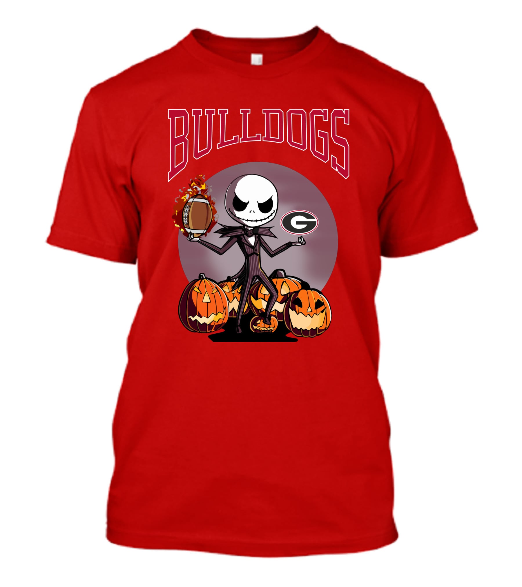 Georgia Bulldogs Jack Skellington Pumpkin Football Halloween T-Shirt