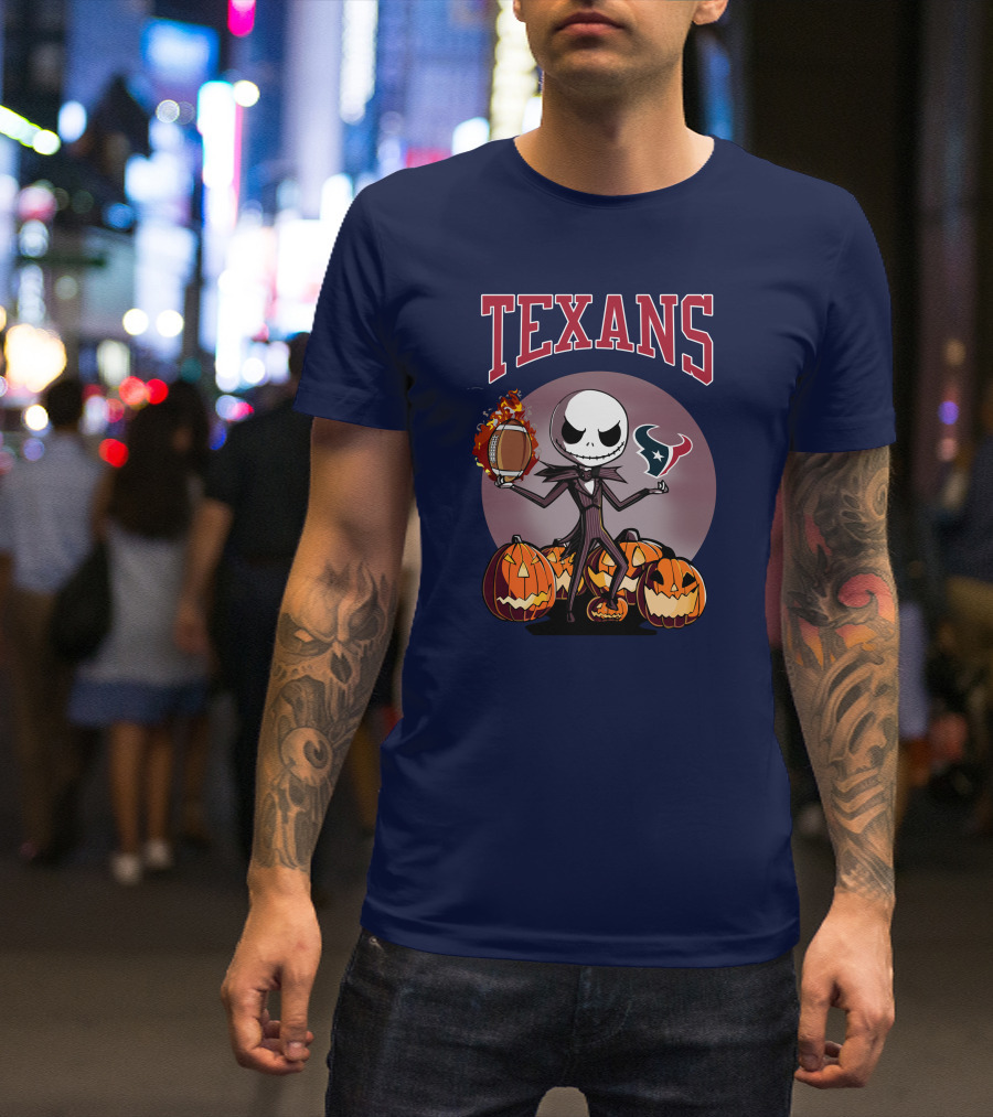 Texans Halloween Jack Skellington Football Pumpkins T-Shirt