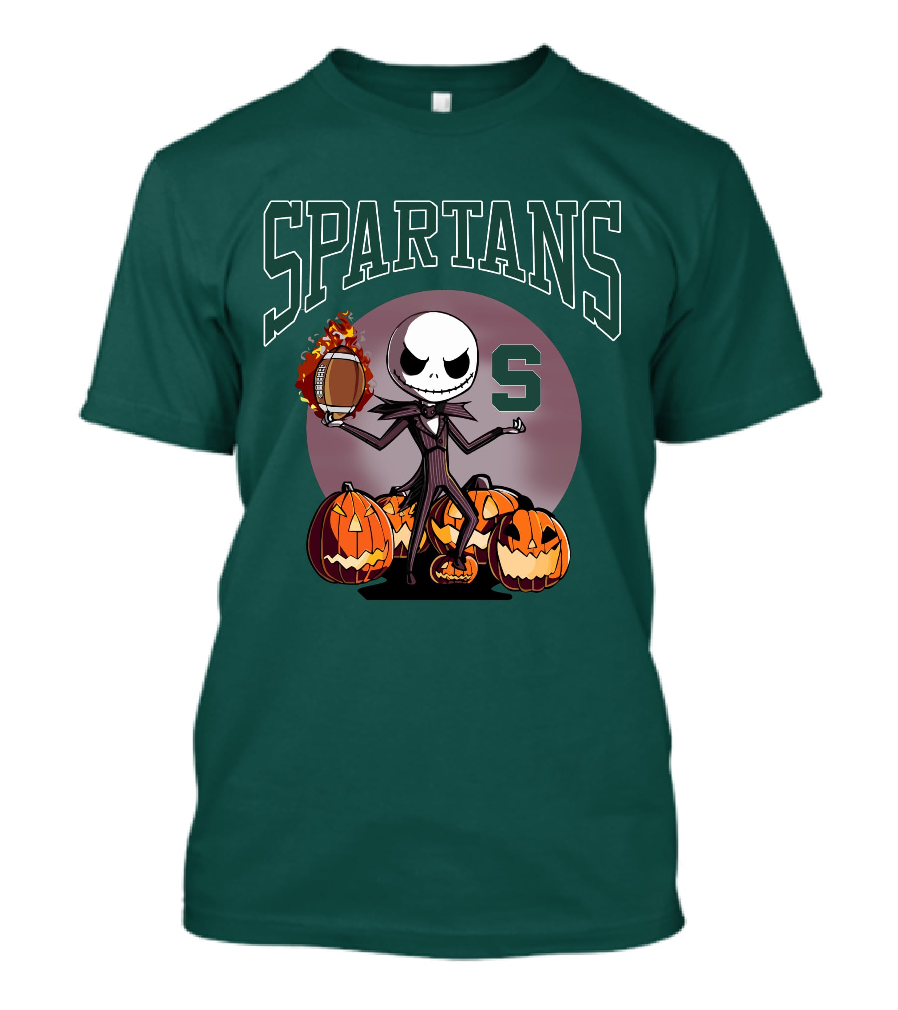 Michigan State Spartans Jack Skellington Football Halloween Pumpkins T-Shirt