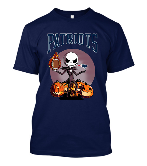 Patriots Jack Skellington Halloween New England Football Pumpkins T-Shirt