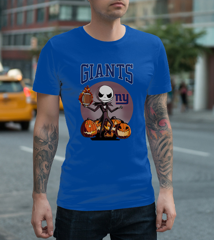 Giants NY Jack Skellington Pumpkin Halloween T-Shirt
