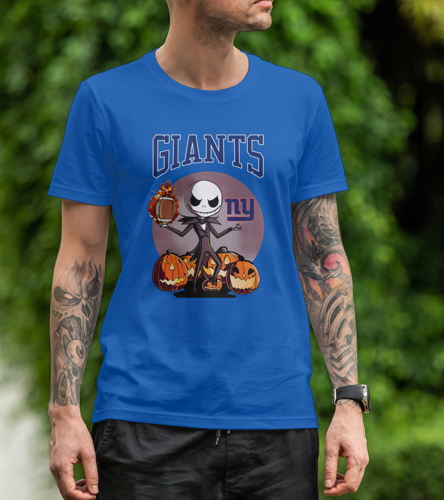 Giants NY Jack Skellington Pumpkin Halloween T-Shirt
