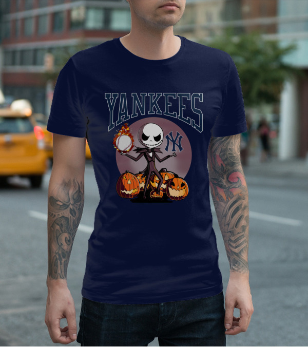 Yankees Jack Skellington Halloween Baseball Pumpkins T-Shirt