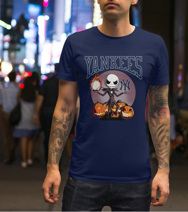 Yankees Jack Skellington Halloween Baseball Pumpkins T-Shirt