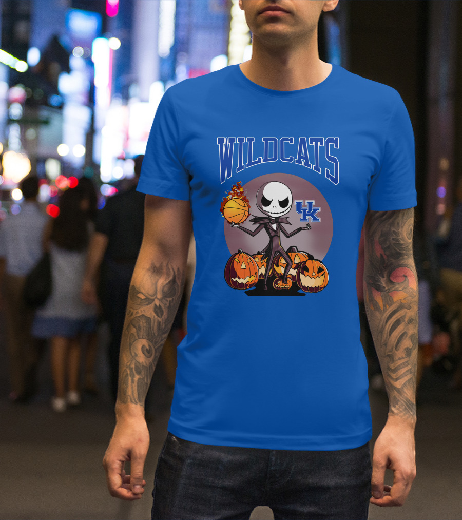 Wildcats UK Jack Skellington Halloween Basketball Pumpkins T-Shirt