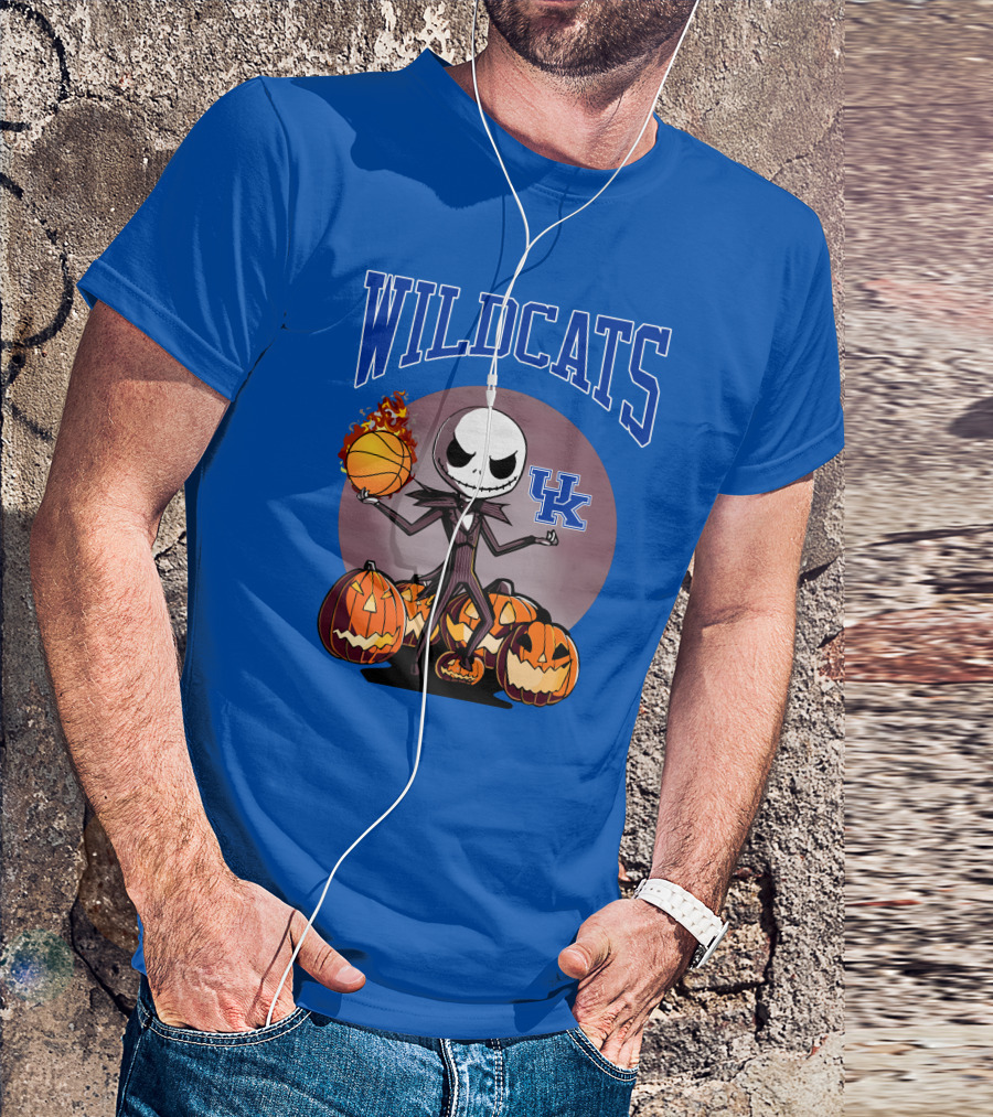 Wildcats UK Jack Skellington Halloween Basketball Pumpkins T-Shirt