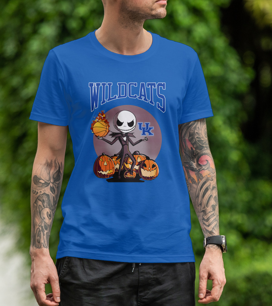 Wildcats UK Jack Skellington Halloween Basketball Pumpkins T-Shirt
