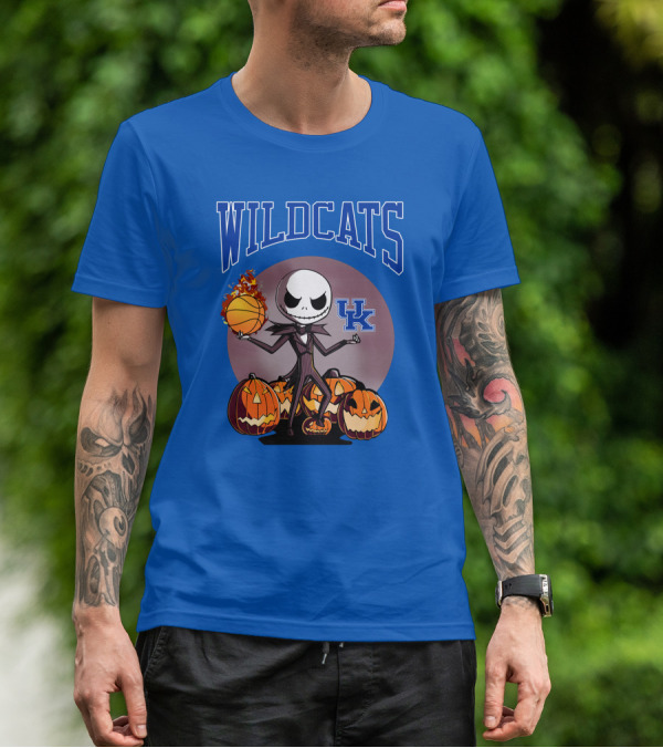 Wildcats UK Jack Skellington Halloween Basketball Pumpkins T-Shirt