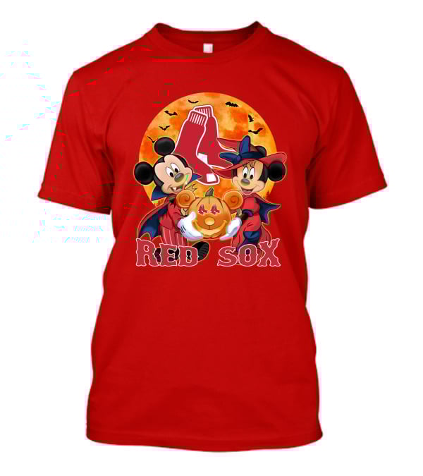 Boston Red Sox Mickey And Minnie Mouse Halloween Pumpkin T-Shirt