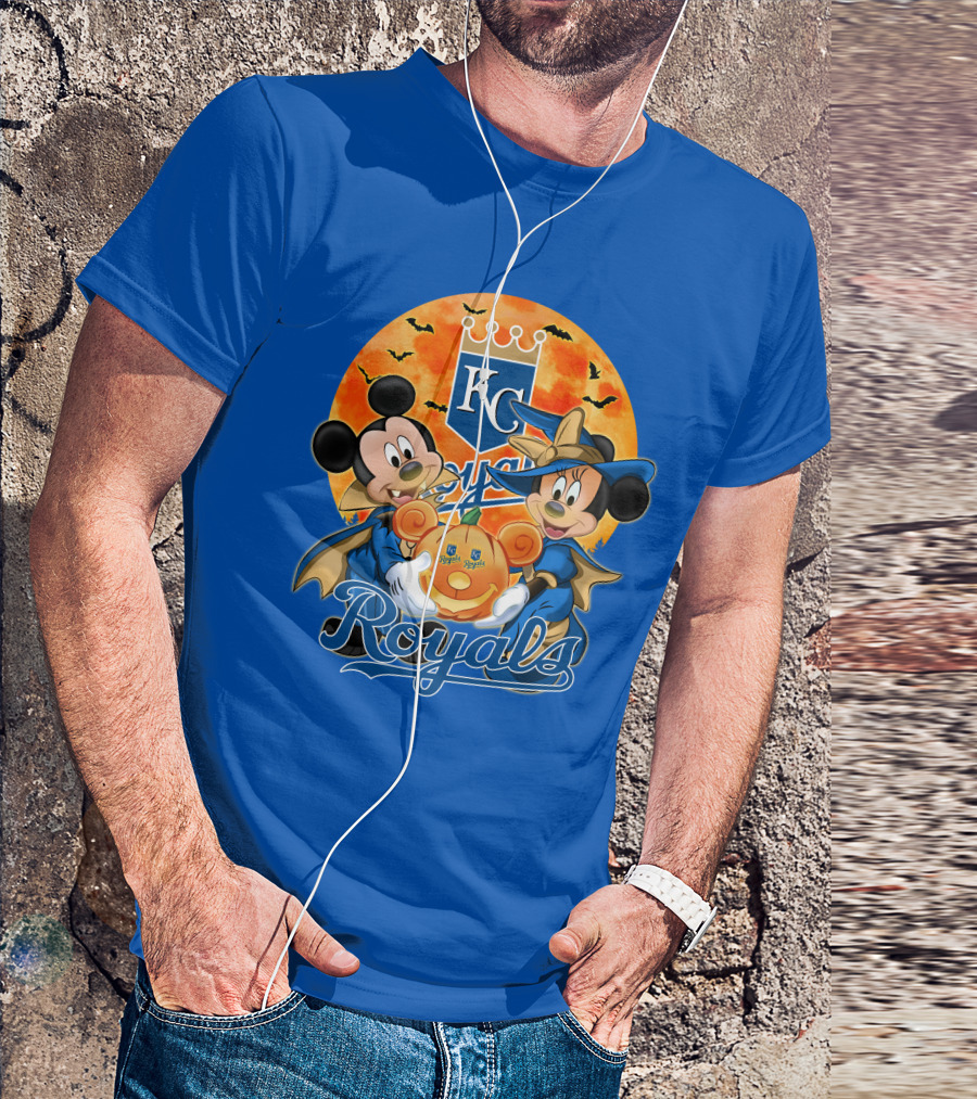 Kansas City Royals Mickey Mouse And Minnie Mouse Halloween Pumpkin Magic T-Shirt