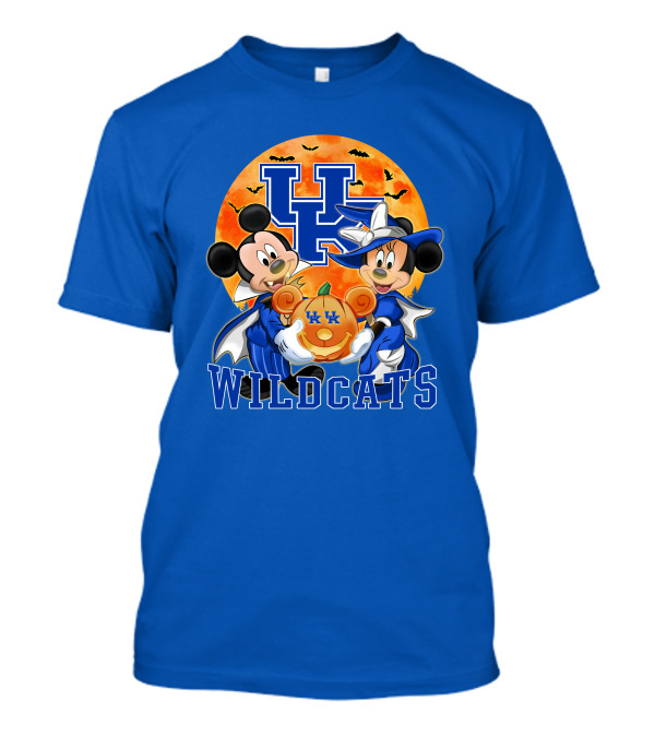 Kentucky Wildcats Mickey Mouse Minnie Mouse Halloween Moon Pumpkin T-Shirt