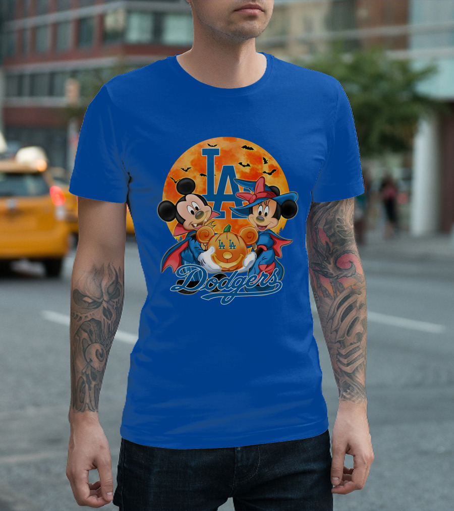 LA Dodgers Mickey Mouse Minnie Mouse Halloween Pumpkin Magic T-Shirt