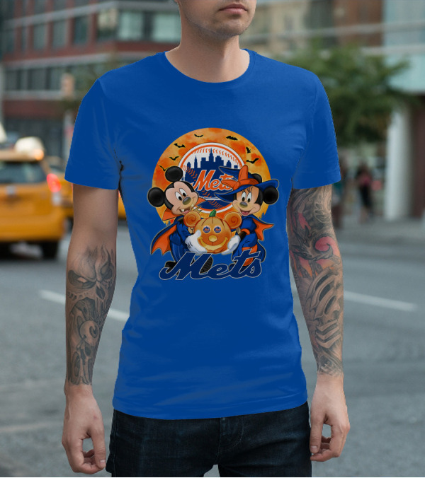 Mickey Minnie Mets Halloween Pumpkin Baseball Bats T-Shirt