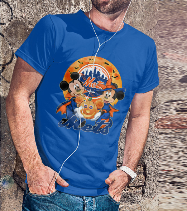 Mickey Minnie Mets Halloween Pumpkin Baseball Bats T-Shirt