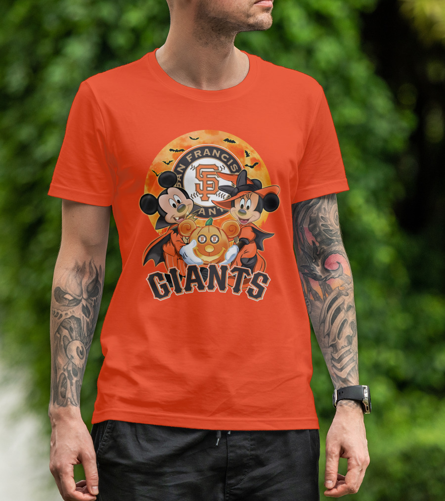 San Francisco Giants Halloween Mickey Mouse Minnie Mouse Pumpkin T-Shirt