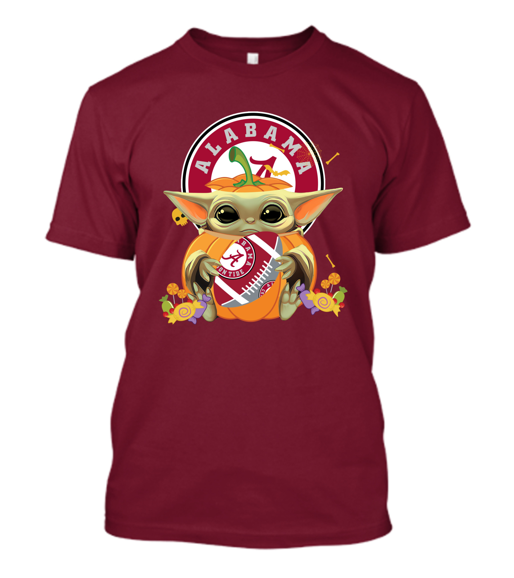 Halloween Pumpkin Baby Yoda Hug Alabama Crimson Tide Football T-Shirt